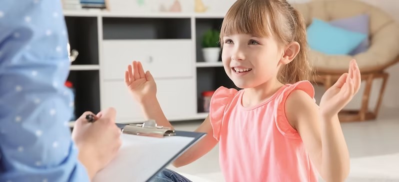 Child interacting during an assessment