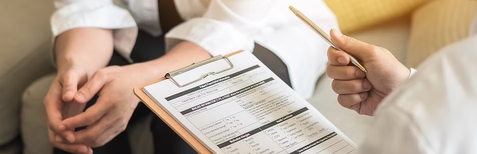 Clipboard and documents used during an assessment